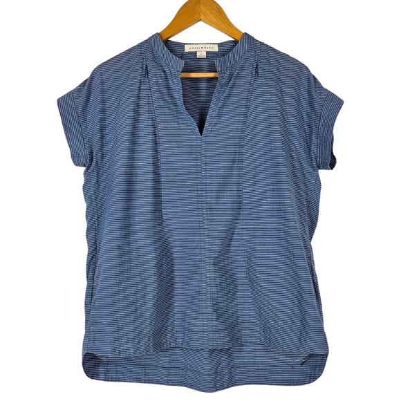 LOYAL HANA BLUSH BLUE SHORT-SLEEVE NURSING SHIRT – 100% COTTON, SIZE SMALL - Picture 1 of 10